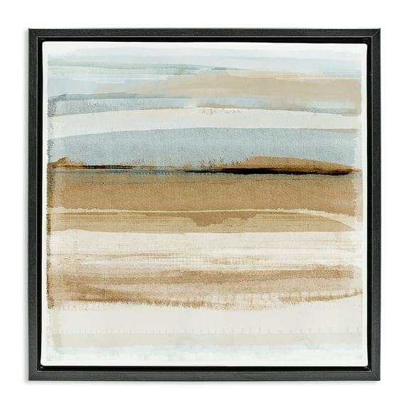 Stupell Industries Winter Sands Abstraction Abstract Painting Black Floater Framed Canvas Art Print Wall Art, 18 x 18