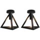 thumbnail image 1 of Juego de 2 Lámparas de Techo de Diseño Industrial, Jaula Triangular, Lámpara de Techo Moderna, Estilo Industrial Vintage, Metal Negro, Dormitorio, Cafetería, Restaurante, Comedor, Negro, 1 of 5
