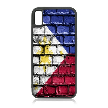 Flag Philippines - Filipino Flag Brick Wall Print Design Black Rubber Case for iPhone XR - iPhone XR Phone Case - iPhone XR