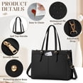 thumbnail image 4 of RAINSMORE Lunch Tote Bag for Women 15.6 inch Laptop Bag with Insulated Lunch Compartment PU Leather Quilted Computer Teacher Tote for Work,Black, 4 of 8