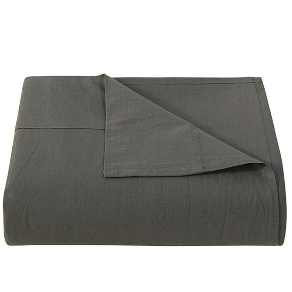 NTBAY Washed Cotton Queen Bedding Flat Sheet, Ultra Soft and Breathable Flat Top Sheet, 90"x102", Dark Gray