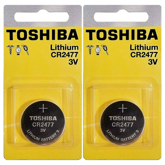 2 Toshiba CR2477 2477 Lithium Coin Cell 3V Batteries