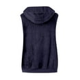 thumbnail image 5 of WTOBBY Women's Fashion Plush Vest with Zipper and Hood, Sleeveless Loose Fit Warm Jacket for Fall and Winter, Solid Color Soft Outerwear,Navy 2XL, 5 of 6