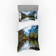 thumbnail image 1 of Ambesonne Nature Bedding Set 3 Pcs, Snowy Norway Mountains, Twin XL, Multicolor, 1 of 3