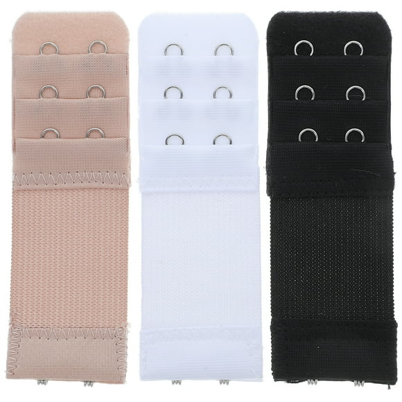 6 unids mujeres cómodas sujetadores extensores extensión elástica hebilla sujetador correa alargada (2 ganchos, negro, albaricoque, blanco)
