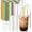 color wide straws with flat lids, variant on 50 Pack 16oz Clear Plastic Cups with Dome Lids & Colorful Wide Straws, Disposable Smoothie Cups, Round Bottom To Go Drinking Cups for Bubble Tea, Iced Coffee, Milkshakes, Party, Picnic Supplies