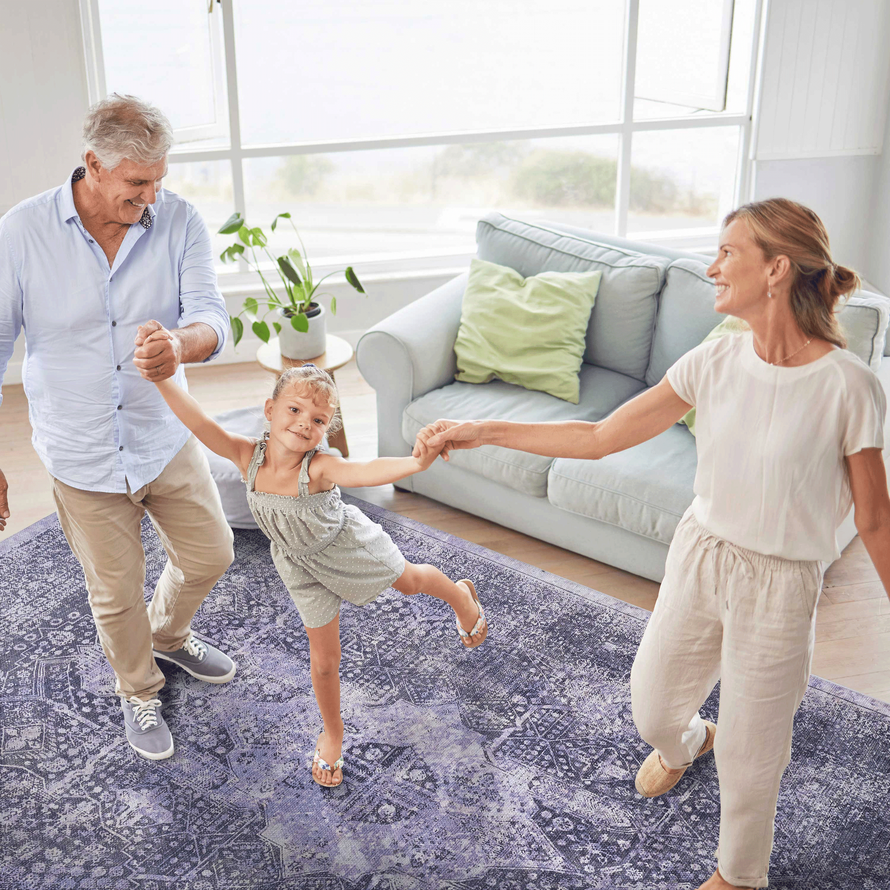 Naar Maval 4X6 Area Rug, Anthracite Oriental, Machine Washable Rugs for Living Room, Non-Slip, Non-Shedding and Foldable Rugs