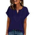 thumbnail image 4 of Endives Women Short Sleeve T Shirts Casual Blouses V Neck Bohemian Staly Tops Spring Summer Trendy Dark Purple, 4 of 7