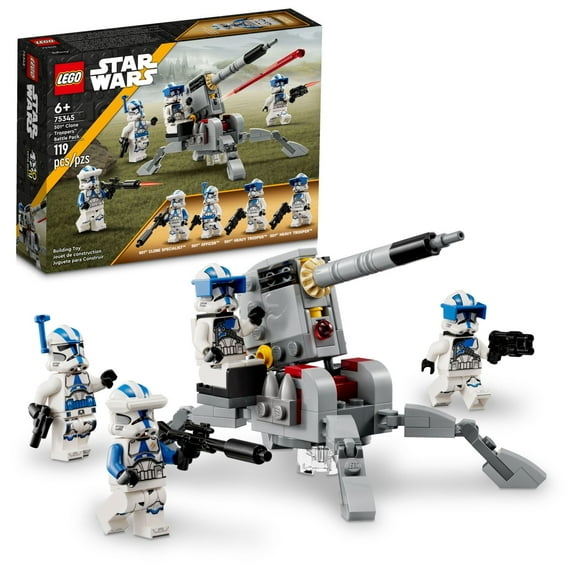 LEGO Star Wars 501st Clone Troopers Battle Pack 75345 Toy Set - Buildable AV-7 Anti Vehicle Cannon, 4 Minifigures Clone Squadron Collection, Great Gift for Kids Ages 6