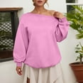thumbnail image 2 of Ludearly Womens Fleece Lined Sweatshirt Off Shoulder Long Sleeve Pullover Top Oversized Shirt Basic Slouchy Clothes 2026, 2 of 5