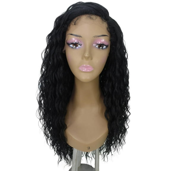 LUXLUXE Shanice Wavy Trendy 30 in Long Lace Front Cap Wig, Heat Resistant Fibers, Dip Dyed, & Blended Black Colors