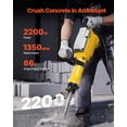 thumbnail image 2 of Demolition Jack Hammer, 2200W Electric Concrete Breaker, 1350 BPM Heavy Duty Jackhammer with 4 Chisels, 360° Handle for Trenching, Breaking Concrete & Stone, 2 of 6