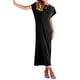 thumbnail image 5 of Lucakuins - Vestido de playa informal de verano para mujer, color sólido, manga corta de murciélago, cuello redondo, vestido dividido Lucakuins  moda, 5 of 9