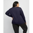 thumbnail image 3 of Hanes Women's Long Sleeve V-Neck Cotton T-Shirt (Plus Size) Navy 2X, 3 of 4