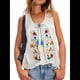 thumbnail image 1 of Blusas Bordadas con Flores para Mujer, Cuello en U, Flecos y Lazo Frontal, Camisetas Sin Mangas Holgadas Estilo Bohemio . L, 1 of 7