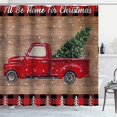 thumbnail image 2 of Red Farm Truck Shower Curtain, Funny Quotes Xmas Tree Country Buffalo Plaid Check Snowing Snowflake Christmas Rustic Farmhouse Bathroom Decor, Waterproof Fabric Shower Curtain, 72 X 72 Inch, 2 of 5