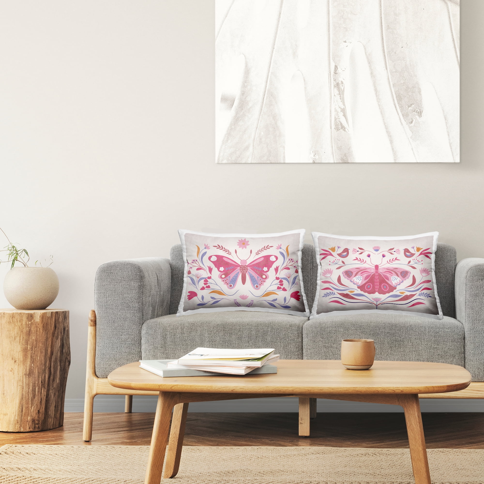 Stupell Industries Boho Folk Butterflies 2 Piece Decorative Printed Throw Pillow Set, design by Kim Allen