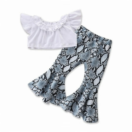 

KI-8jcuD Toddler Baby Girls Pant Sets Fashion Children Girl White Ruffle Crop Top Shirt Flared Pants 2 Pcs Outfit Set 2 6T New Born Gift 6 Month Girl Summer Clothes Elephant Clothes For Baby Girl T