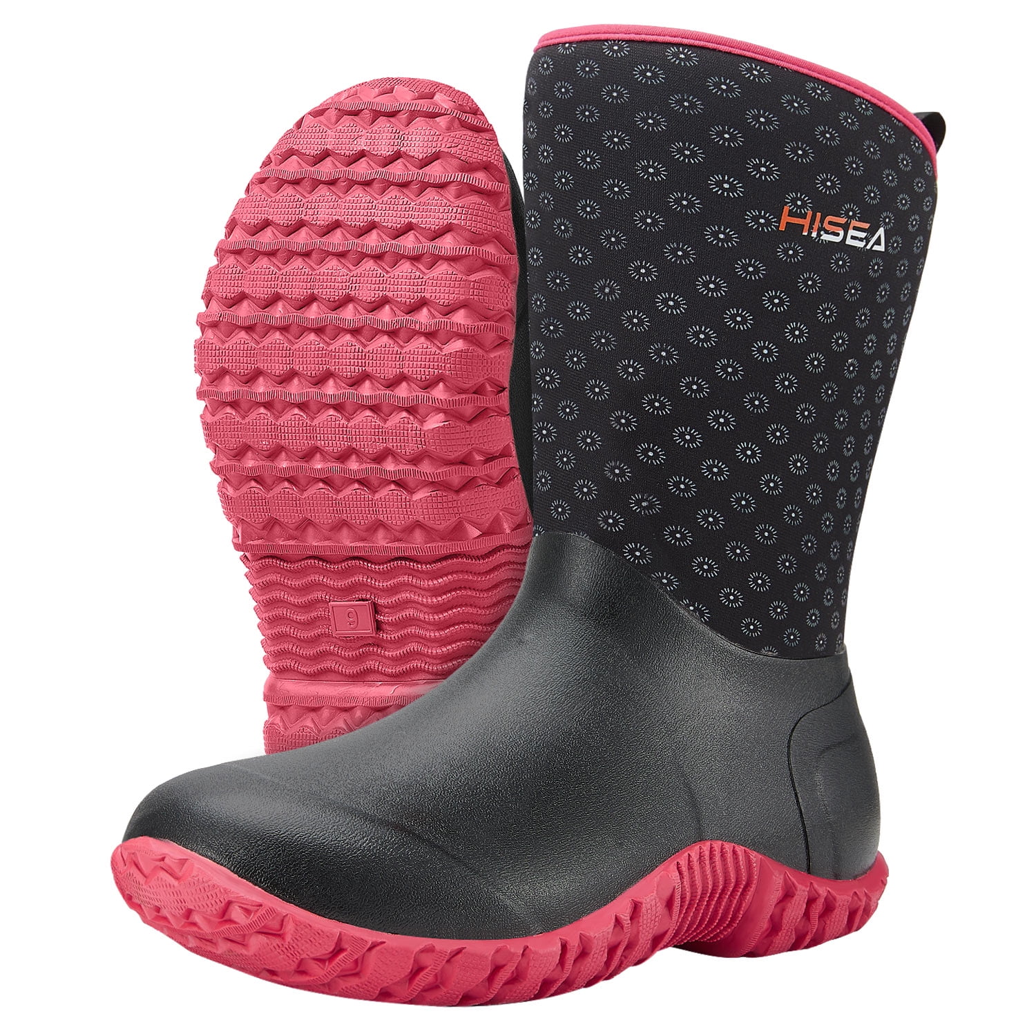 HISEA Women's Rubber Garden Boots Waterproof Insulated Yard Gardening