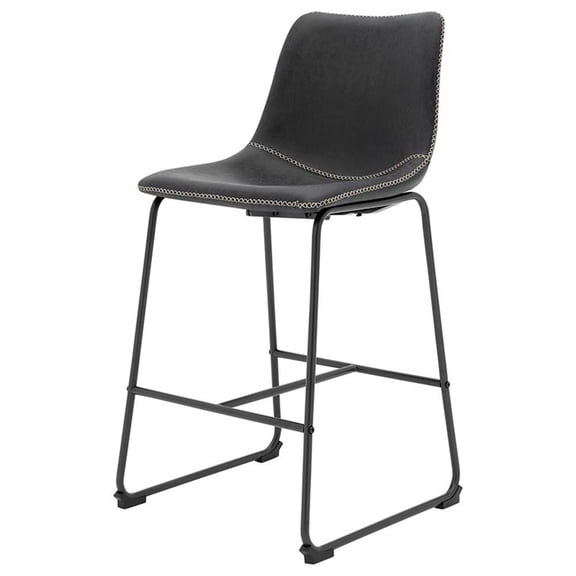 NPD Furniture Vesta KD 26.5" PU Counter Stool in Vintage Black (Set of 2)