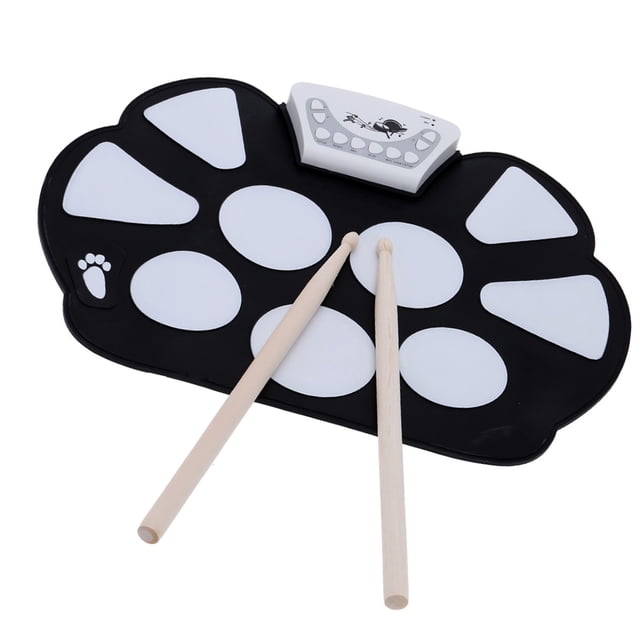 Portable Electronic Drum Pad Kit Silicon Foldable with Stick