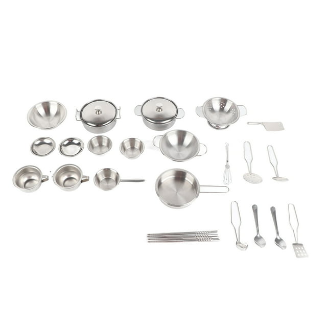 Children Kitchen Cookware Utensils Set Safe Stainless Steel Practical Toys Gift Boys Girls