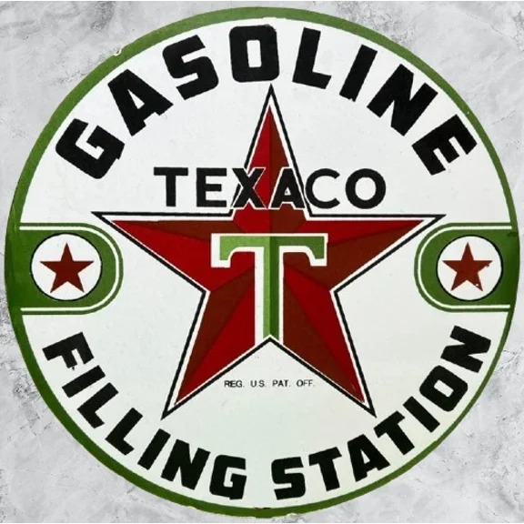 Texaco Gasoline Green nrd Pure Porcelain Enamel Heavy Metal Sign 30 Inches Double Side