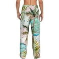 thumbnail image 3 of Uemuo Watercolor Palm Tree Pattern Men's Wide Leg Palazzo Lounge Pants with Pockets Light Weight Loose Comfy Casual Pajama Pants-X-Large, 3 of 9