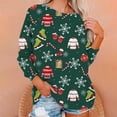 thumbnail image 2 of Gibobby Chaqueta Athletic Mujer holgado a la moda Sudadera deportiva con estampado navideño colorido para mujer, manga larga, cuello Rojoondo, sudadera con capucha (Verde, L), 2 of 5