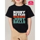 thumbnail image 1 of Rugby T-shirt -Themed Youngsters' Cotton T-Shirt - "RUGBY NO PADS NO HELmets JUST BALLS" Fun Letter Print, Crew Neck, Short Sleeve, Casual & Comfortable, Perfect Gift for Boys, Spring/S, 1 of 6