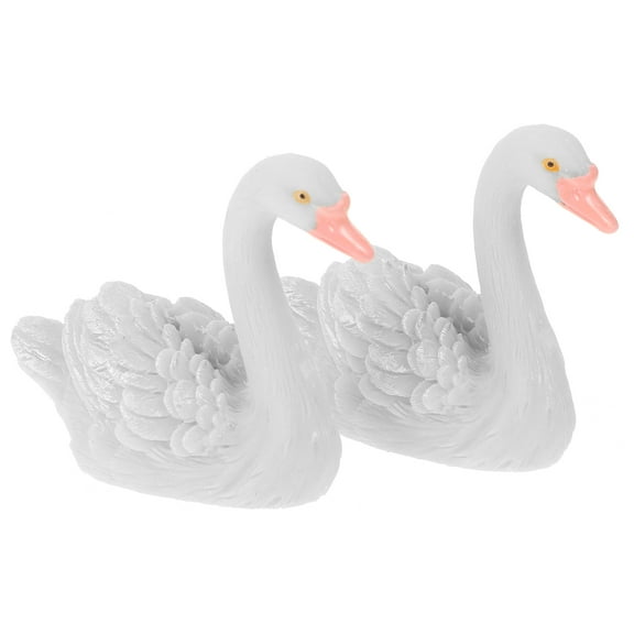 BESTOYARD 2Pcs High Simulation White Swan Figurine Set Resin Decor for Garden Display