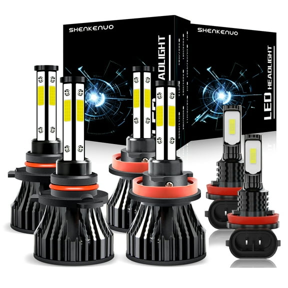 For 2017 2021-2022 Ford Escape LED Headlight Bulbs 4-side H9 9005 High Low Beam H11 Fog Lights 6x Bulbs Combo
