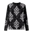 thumbnail image 4 of Kddylitq Plain T Shirts For Womenl Black Fall Pullover Western Graphic Funny T Shirts For Women Crew Neck Printed Paisley Blouses Plus Size Fashion Oversized Long Sleeve Shirts 5XL, 4 of 4