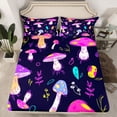 thumbnail image 2 of Homewish Multicolor Mushroom Queen Sheet Sets,Rustic Planet Flat Sheet,Purple Pink Black Queen Fitted Sheet For Girls Kids,Super Cozy Room Decor,4 Pieces, 2 of 7