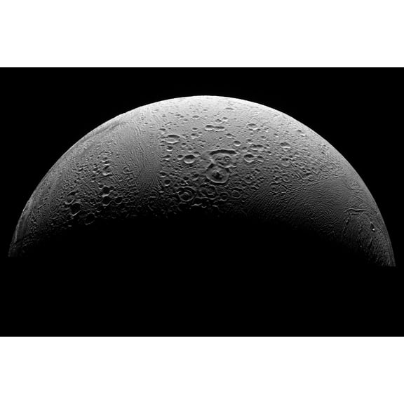 24"x36" Gallery Poster, Enceladus moon of planet saturn taken from cassini spacecraft