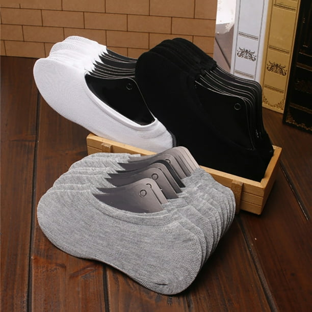 Flmtop 10 Pairs Men s Cotton Loafer Boat Non Slip Invisible Low Cut No Show Socks