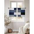 thumbnail image 3 of Grey Blue Patchwork Sheer Curtains 54 Inch Long 2 Panels, Abstract Geometric Art Light Filtering Rod Pocket Semi Sheer Curtains, Sheer Voile Drapes for Living Room Bedroom, 52"x54", 3 of 5