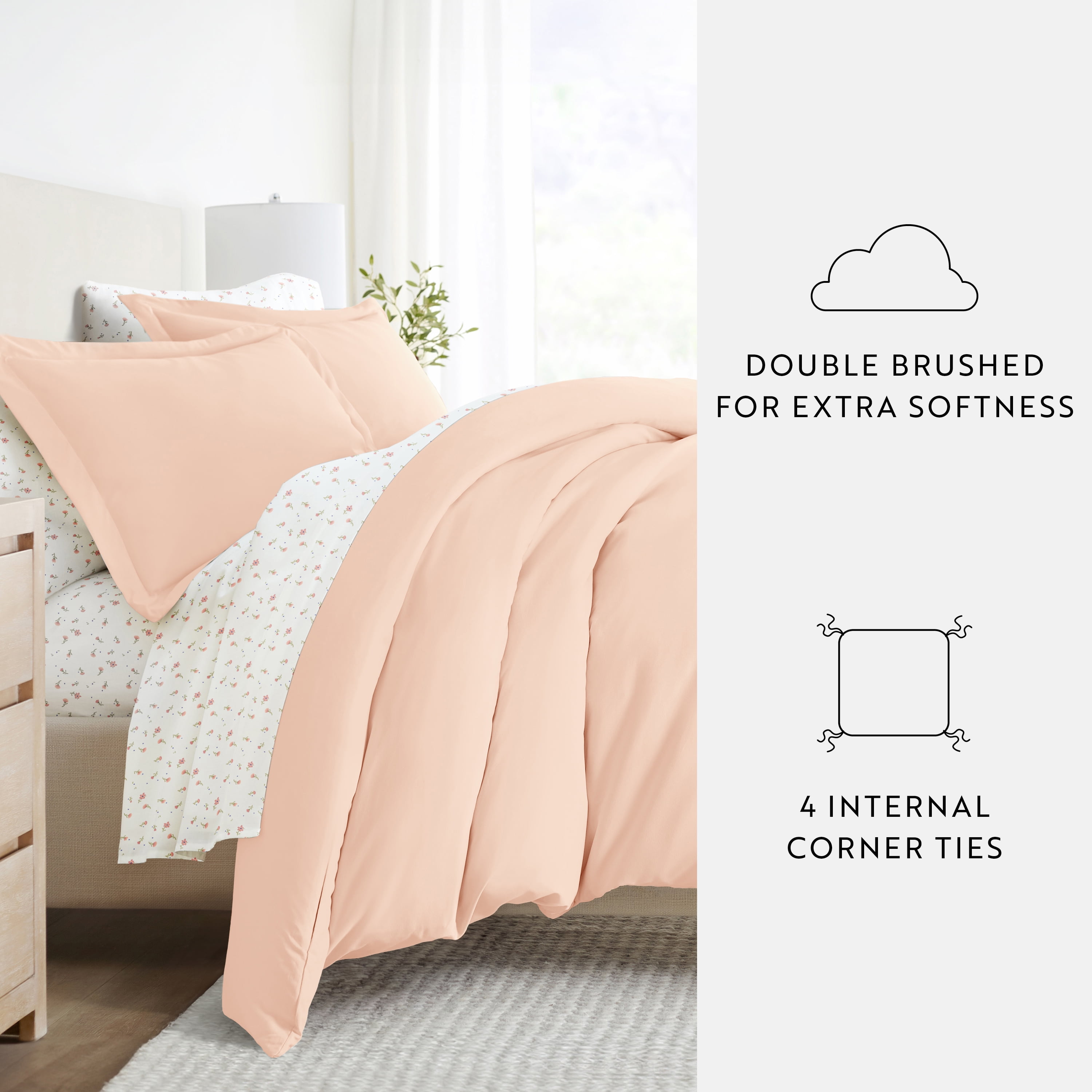 Noble Linens 8 Piece Solid Duvet Bundle in Blush, Full