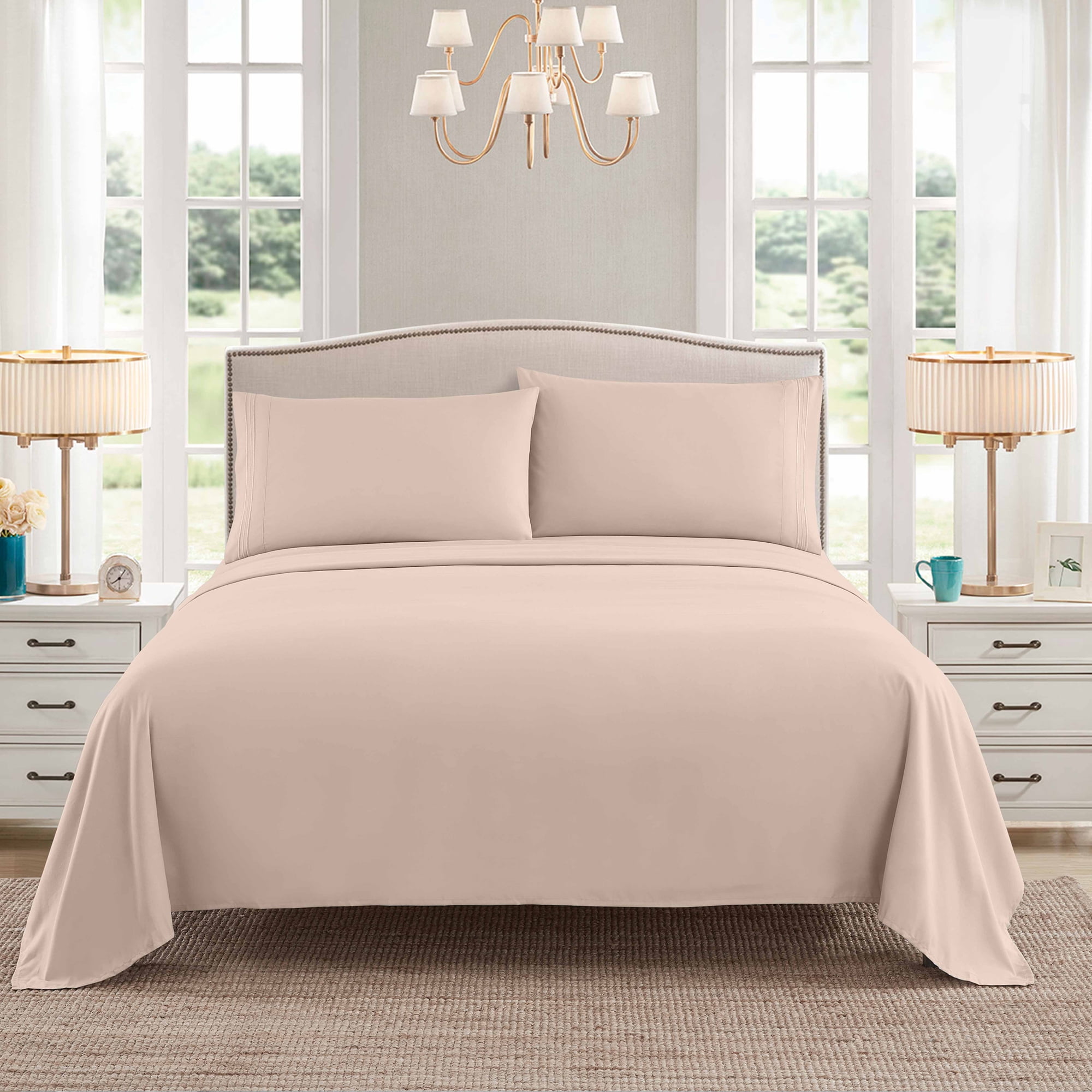 Sweet Home Collection 1500 Series Bed Sheets - Extra Soft Microfiber Deep Pocket Sheet Set - Beige, King