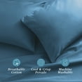 thumbnail image 2 of WelHome 100% Cotton Percale 4-Piece Queen Size Deep Pocket Bed Sheets Set, 1 Fitted, 1 Flat Sheet with 2 Pillowcases, Ultra Light, Breathable & Super Soft Sheets, Blue, 2 of 7