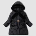 thumbnail image 4 of Povozer Girls' Long Winter Coats Warm Parka Lined Puffer Jacket Thicken Fleece Hooded Coat with Collar for Girls(Black,6-7 Years), 4 of 6