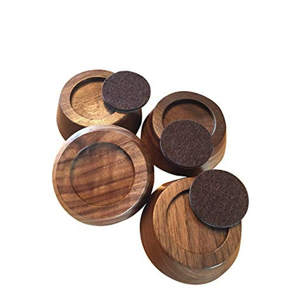 Prime Woodcraft Walnut Wood Premium Furniture Risers 4 Pack Adds 1 Inch Extra Height For Cleaning Convenience Bed Desk Riser Table Legs Sofa Heav Com Bed Risers Desk Riser Table, Wood Risers For Furniture