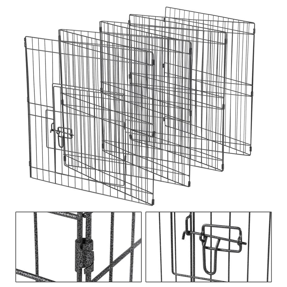 Yaheetech 8 Panels Metal Pet Playpen Foldable Playpen for Puppy Indoor/Outdoor, 24'', Black