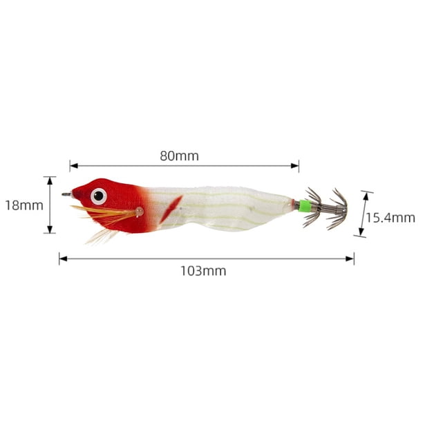 Anzuelo De Calamar Cebo de camarón de madera luminosa LED de 103 mm con anzuelos de calamar Señuelos de pesca realistas Sywqhk Para Estrenar