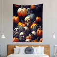 thumbnail image 1 of Tapiz de Tela con estampado de calabaza, calavera y bruja, decoración de pared para el hogar, sala de estar, dormitorio, Fondo de Halloween, 1 of 4