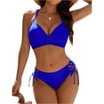 thumbnail image 2 of Minjewel Women's Bikini Two Piece Set with Swim Trunks,featuring Cutout Strap Details and Sexy Hollow Design,Summer Beachwear for Women,Royal Blue,M, 2 of 6