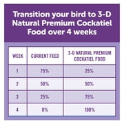 3-D Pet Products Natural Premium Cockatiel Bird Food, with 50% Fortified Pellets, 3 lbs, Dry