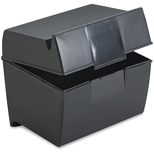 Oxford, 01461, 4" X 6" Plastic Index Card Box with Lid , Black