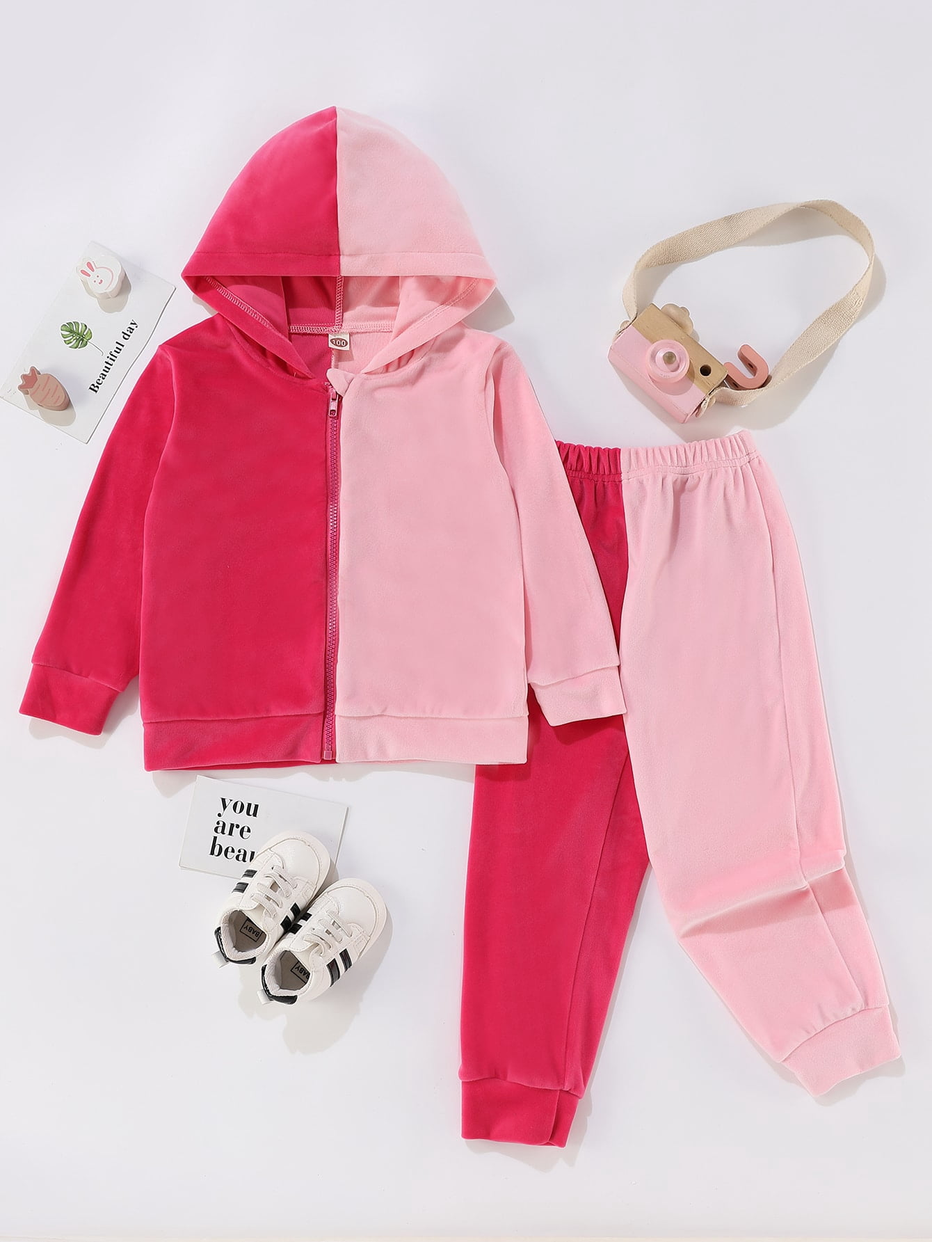 Toddler Girls Two Tone Zipper Flannel 