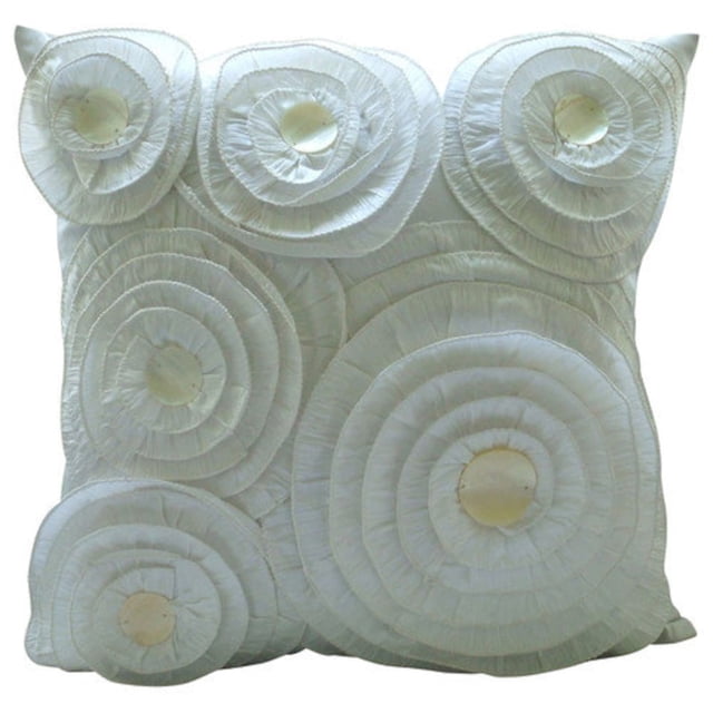 Juego de fundas de almohada blancas de 45 x 45 cm, hechas a mano, con volantes circulares vintage, cuadradas de seda, estilo victoriano - Encanto vintage